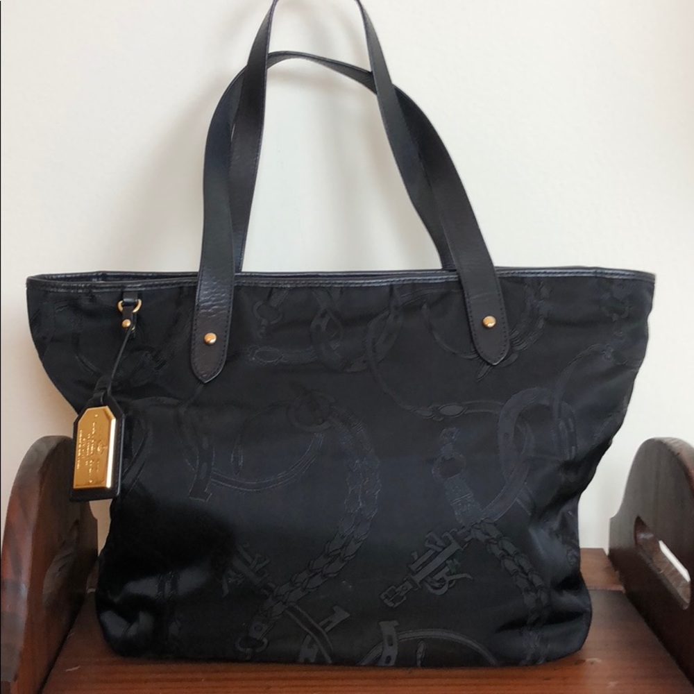 Black Ralph Lauren Equestrian Print Tote